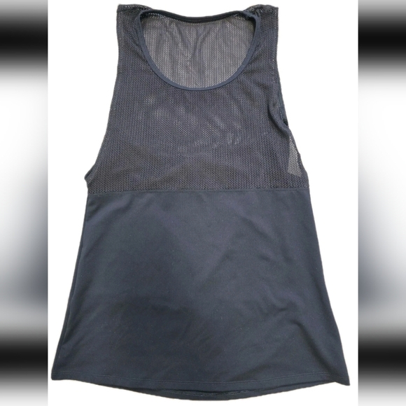 Fabletics NWT Sandy 2 In 1 Tank Black Size XSmall Semi Sheer Mesh No Bra - Picture 3 of 8